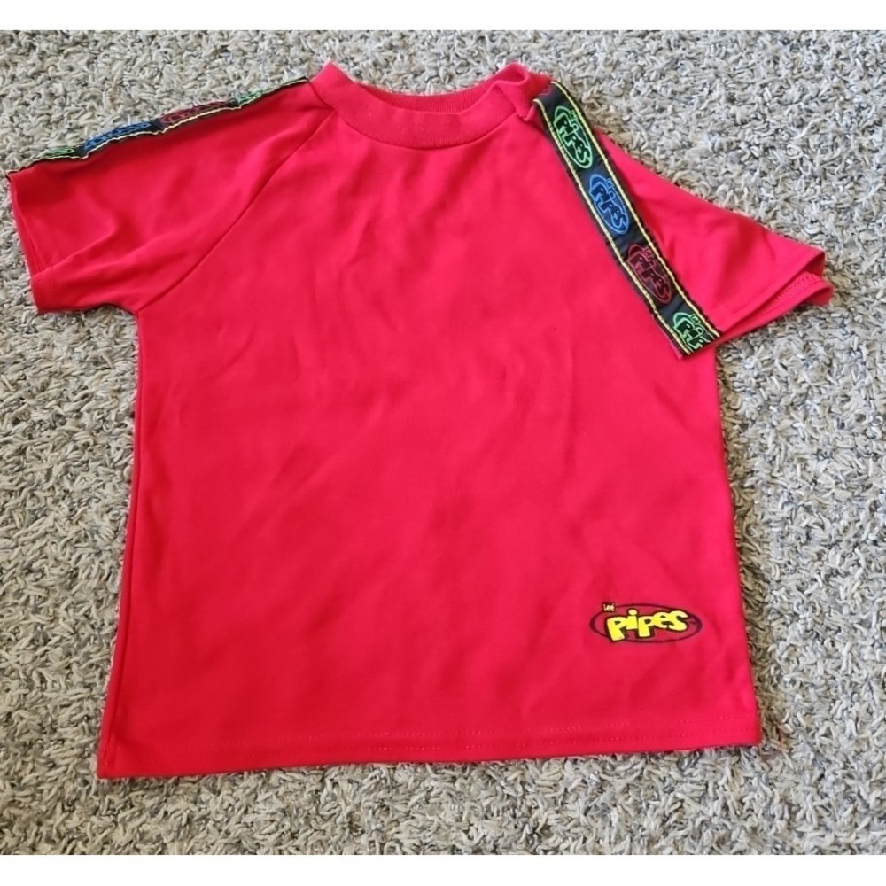 Vintage Lee Pipes Shirt Boys Size 4T Crew Neck Y2K Red Short Sleeve kids clothin